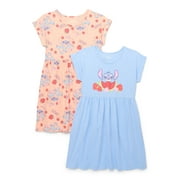 Stitch Girls’ Play Dress with Short Sleeves, 2-Pack, Sizes 4-12